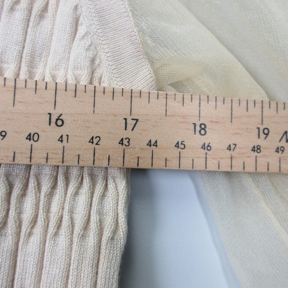 Maeve Anthropologie Sweater Women L Beige Texture Sheer Sleeve Knit Fairy 274 - Picture 6 of 7